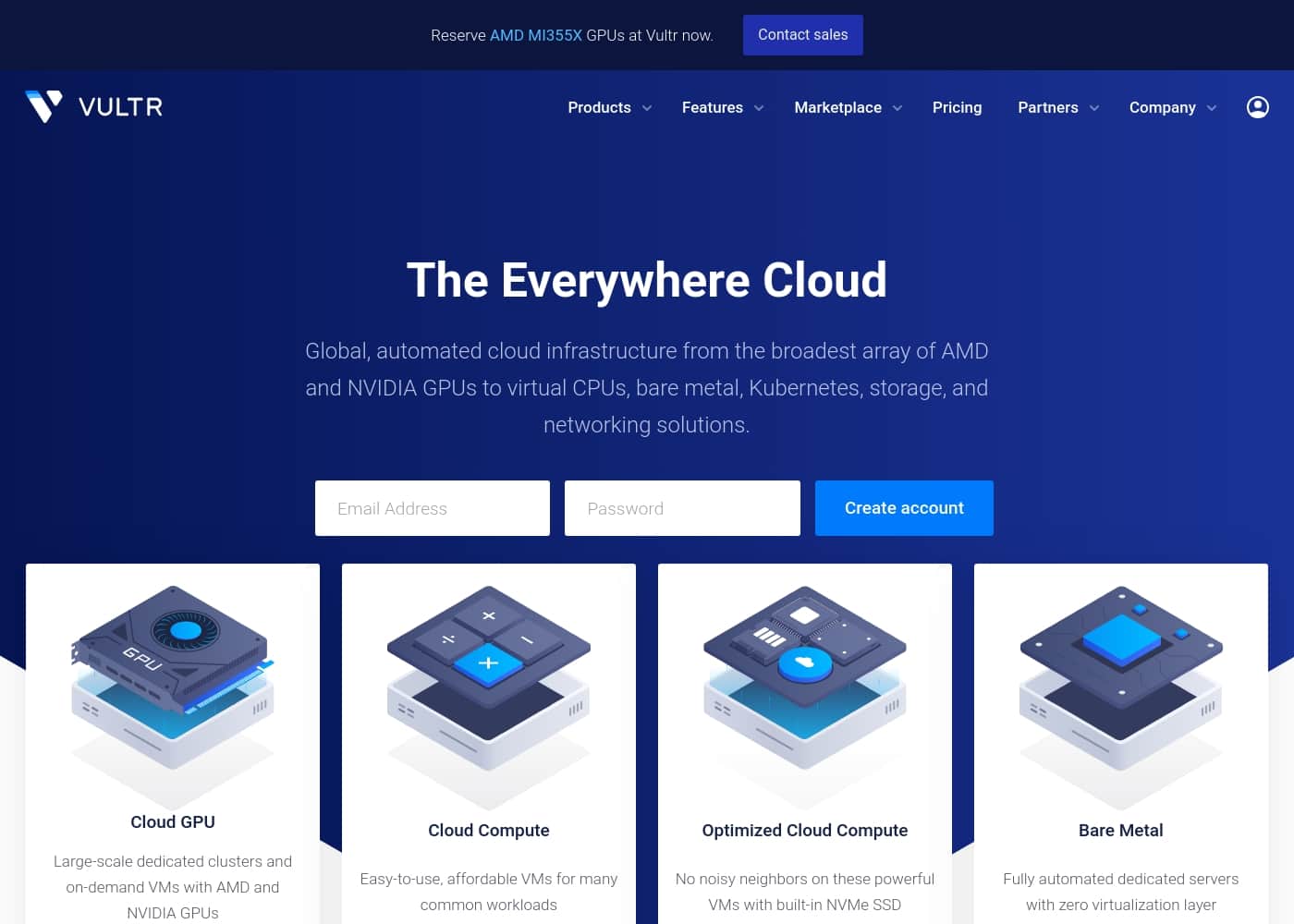 Vultr homepage screenshot