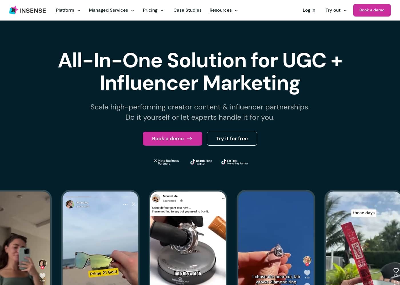 Insense homepage screenshot