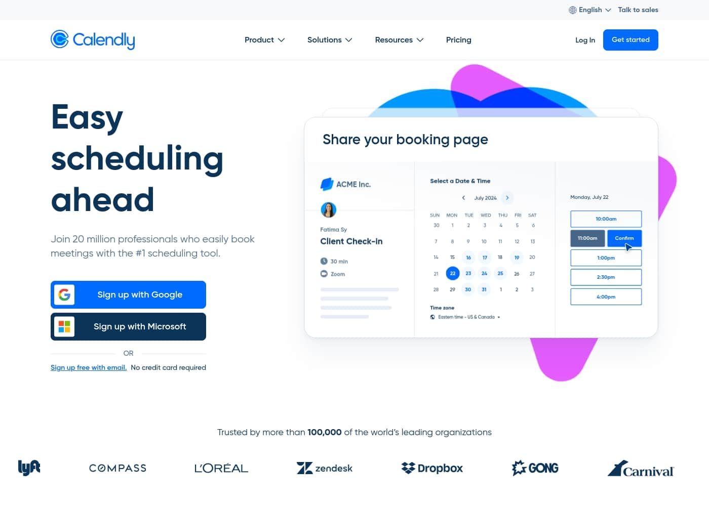 Calendly homepage screenshot