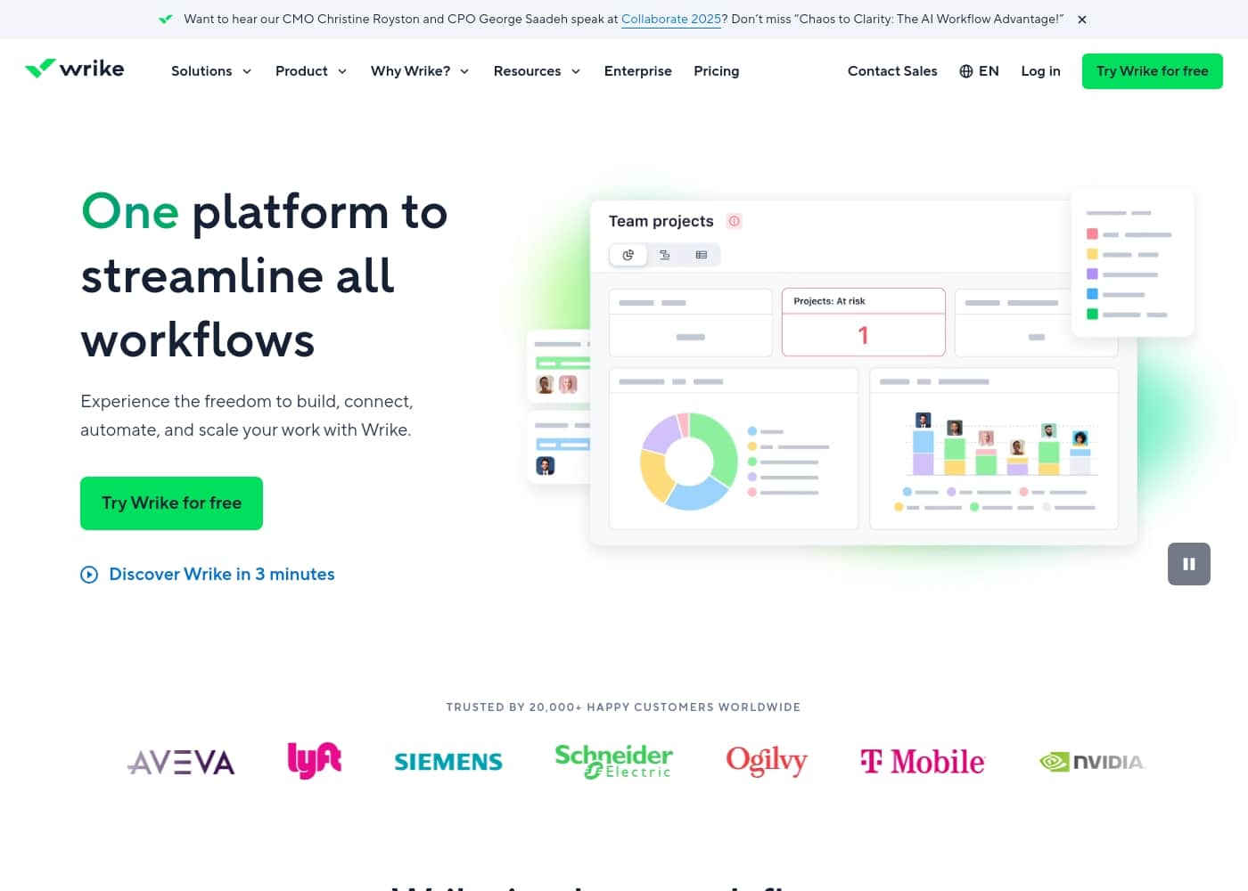 Wrike homepage screenshot