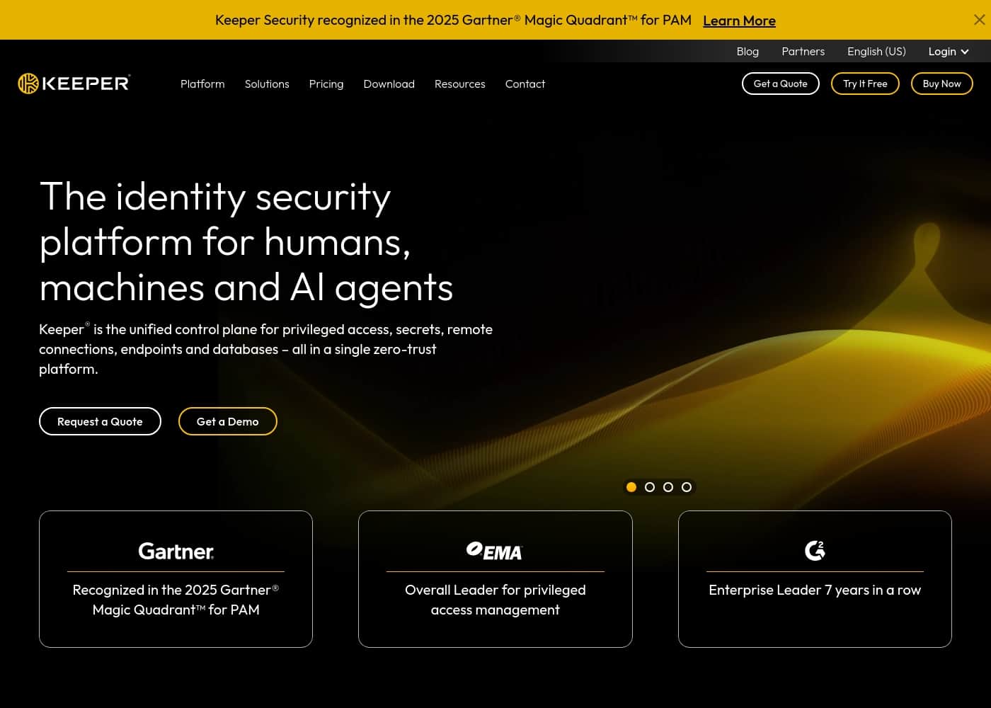 Keeper Security homepage screenshot