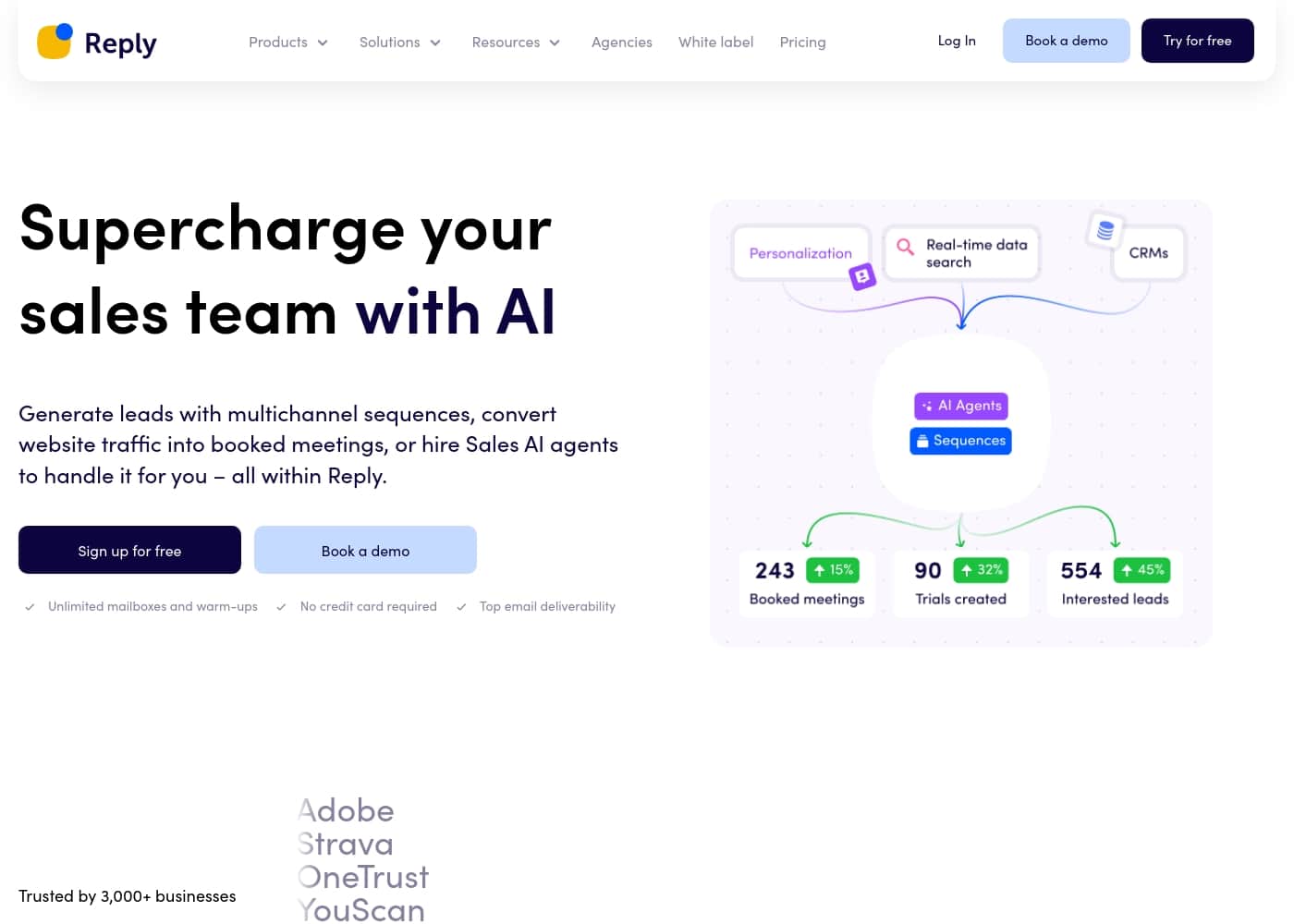 Reply.io homepage screenshot