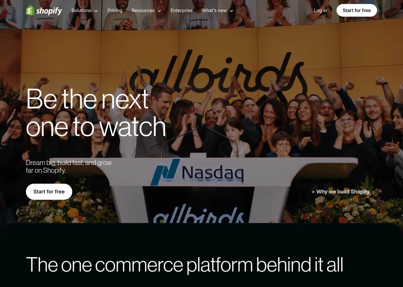 Shopify homepage screenshot