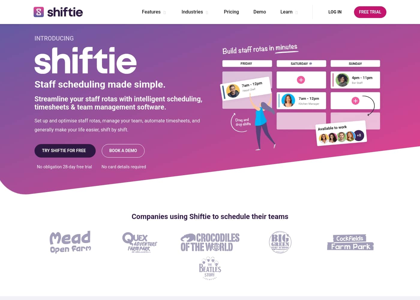 Shiftie homepage screenshot