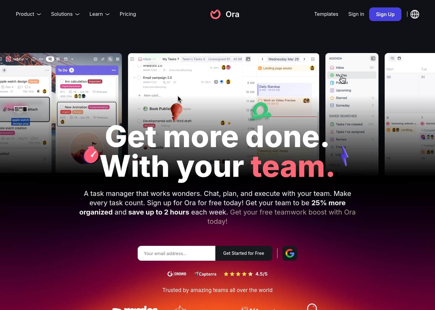 Ora homepage screenshot