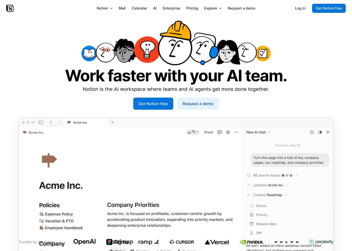 Notion homepage screenshot