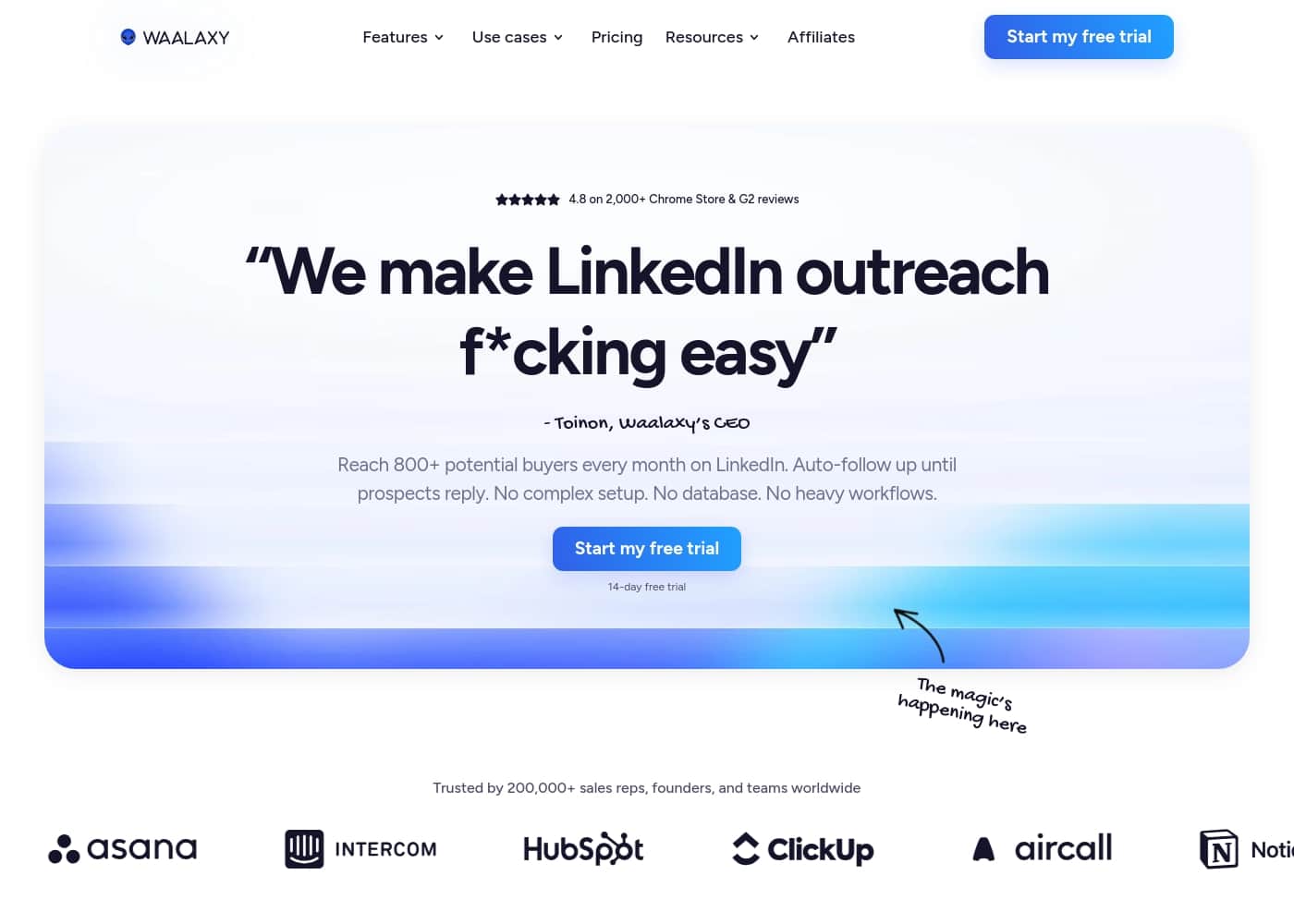 Waalaxy homepage screenshot