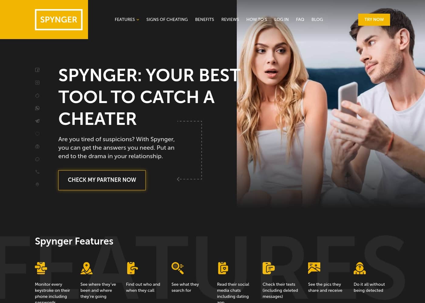 Spynger homepage screenshot