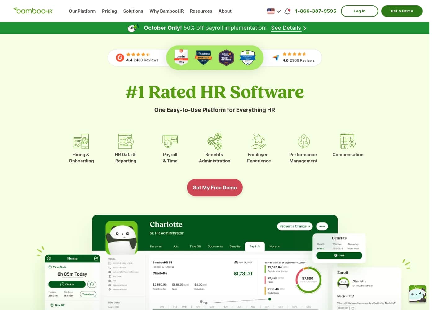 BambooHR homepage screenshot