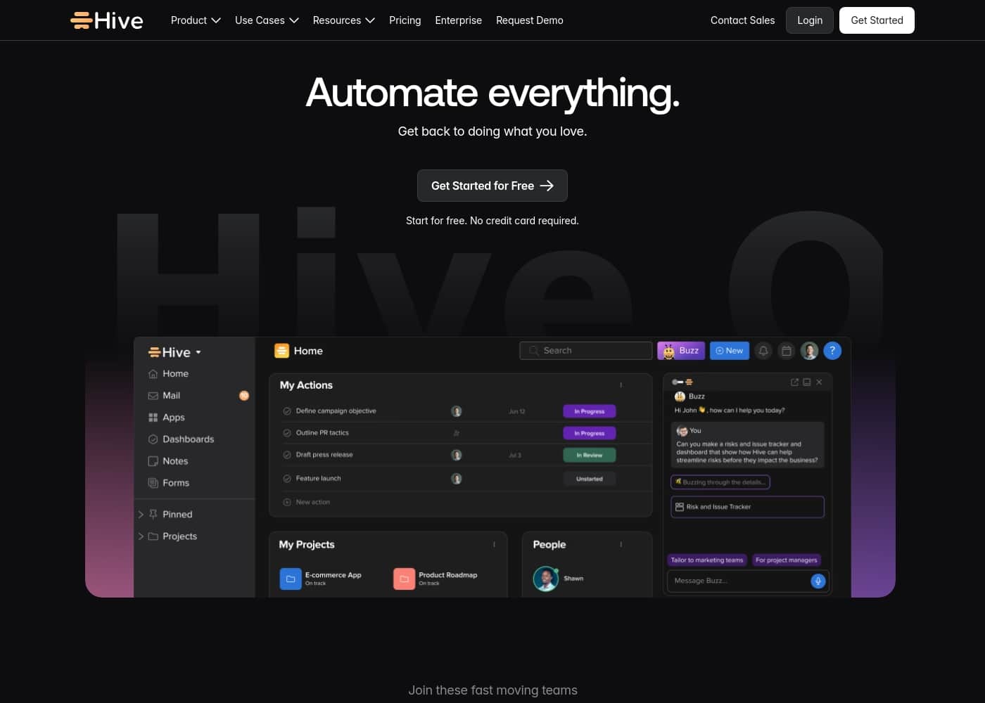 Hive homepage screenshot