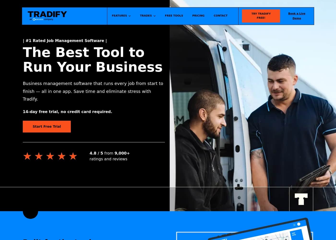 Tradify homepage screenshot
