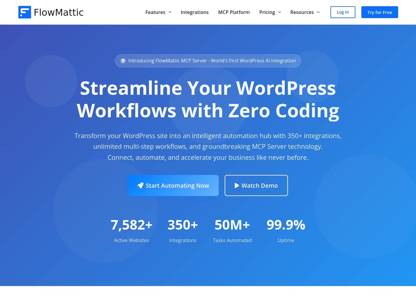 FlowMattic homepage screenshot