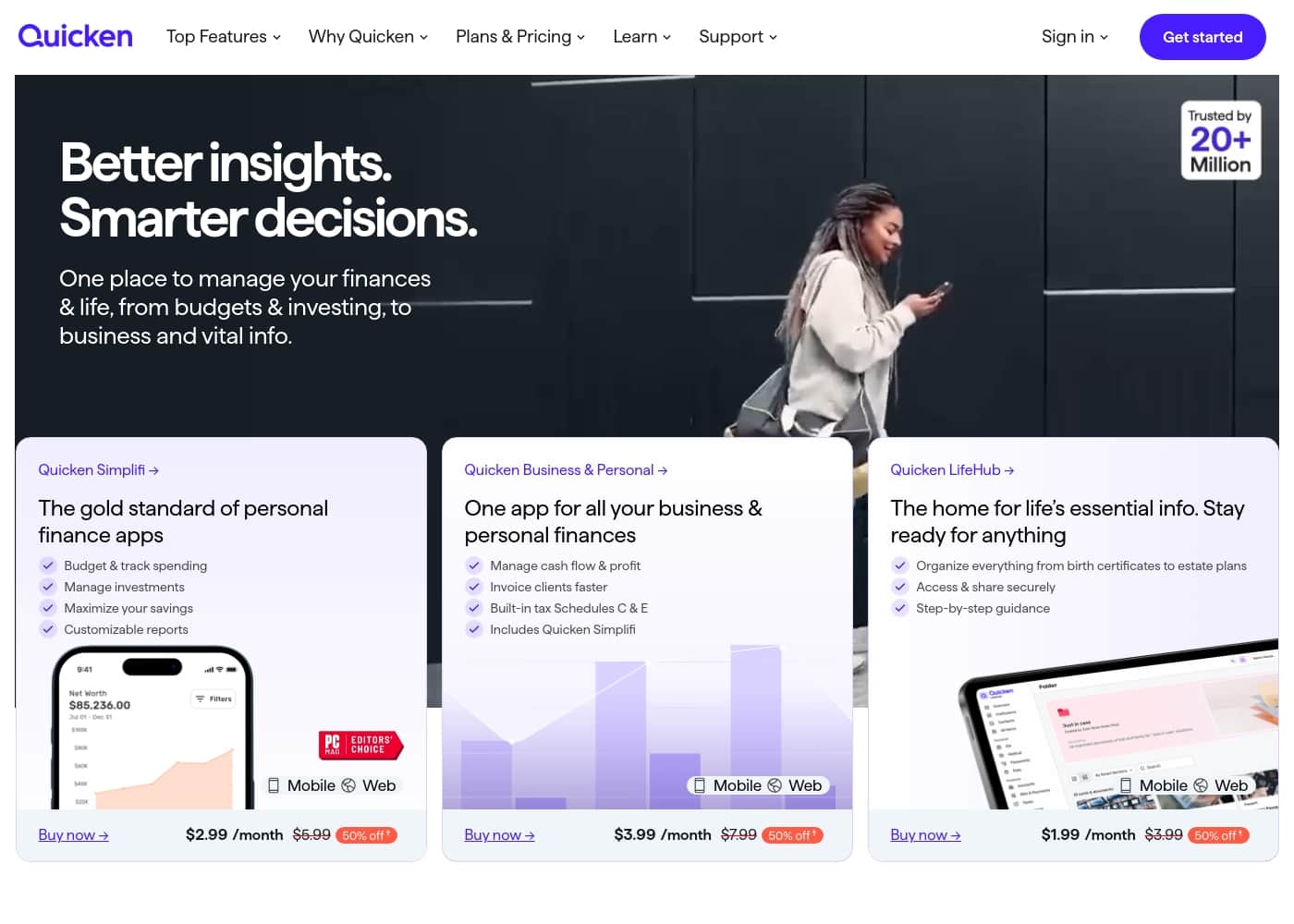 Quicken homepage screenshot
