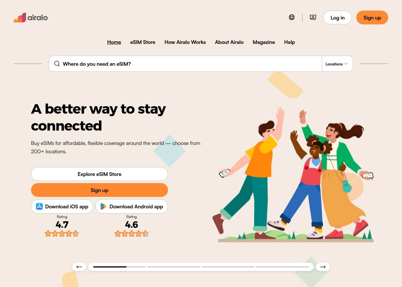 Airalo homepage screenshot