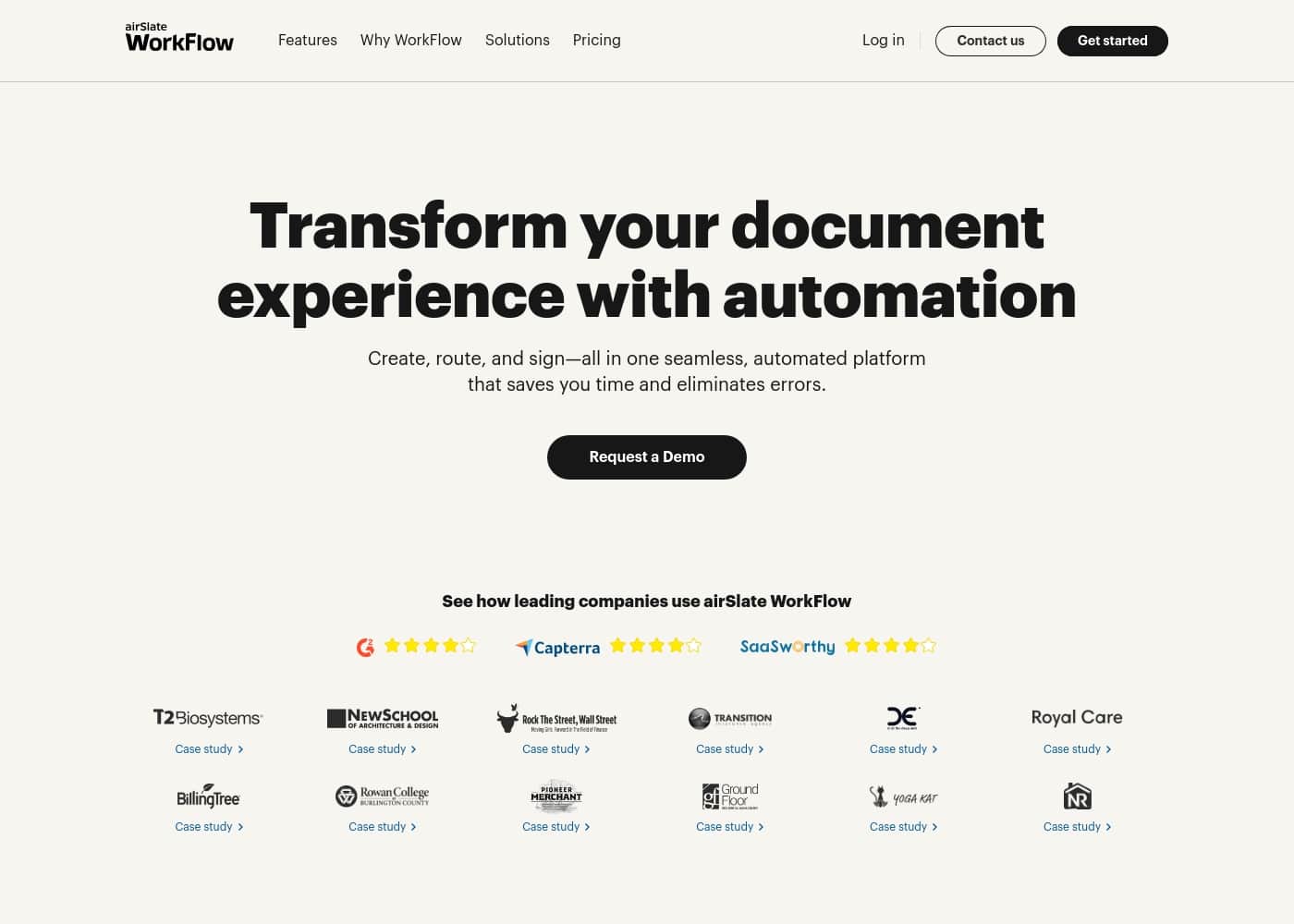 AirSlate homepage screenshot