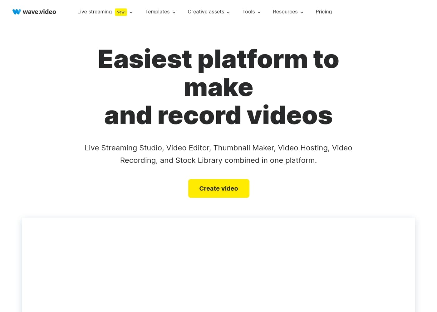 Wave.video homepage screenshot