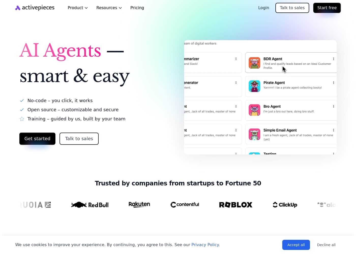 ActivePieces homepage screenshot