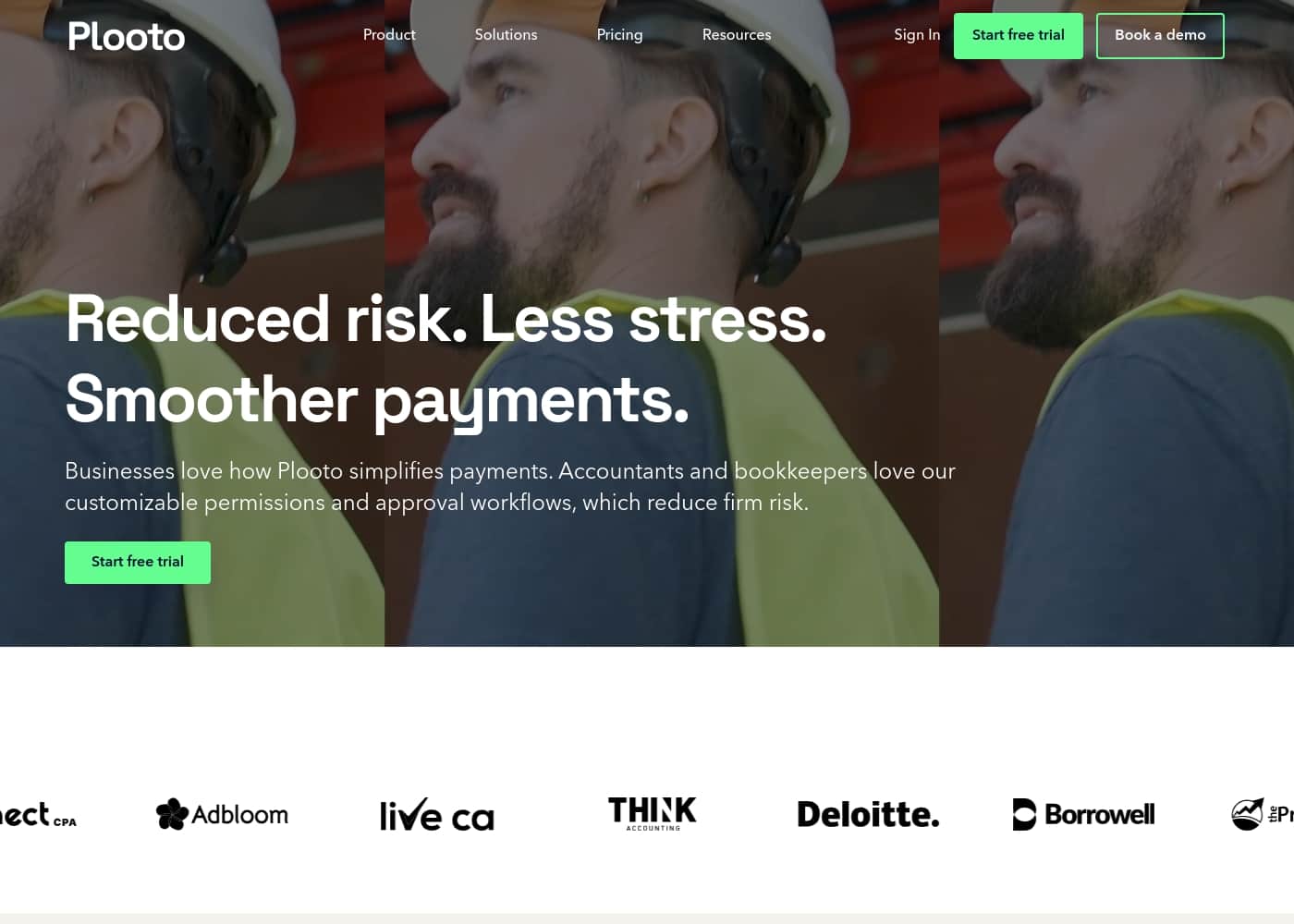 Plooto homepage screenshot