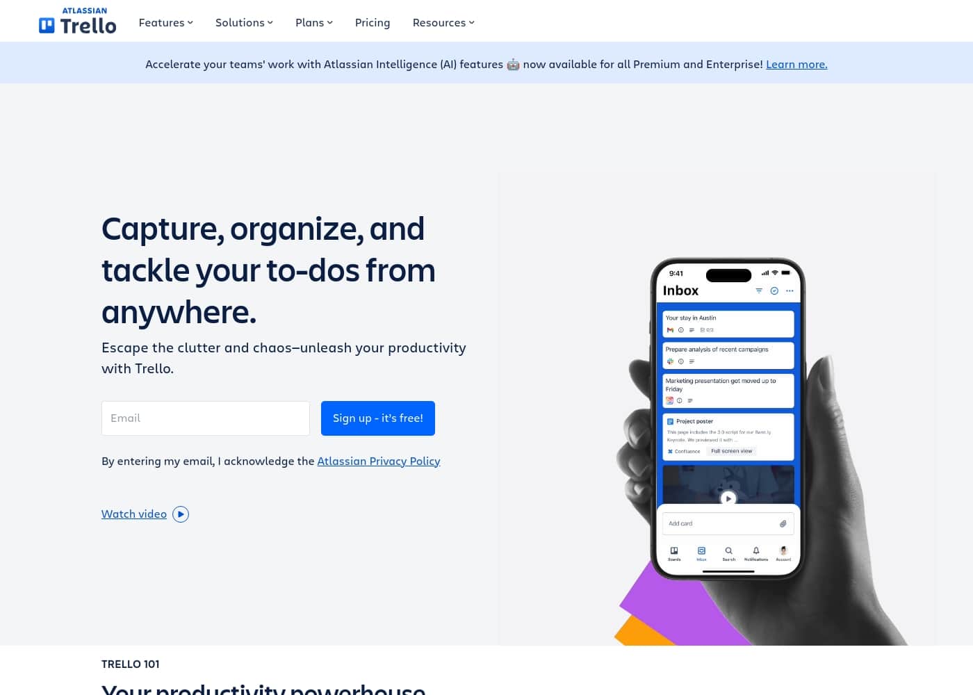 Trello homepage screenshot