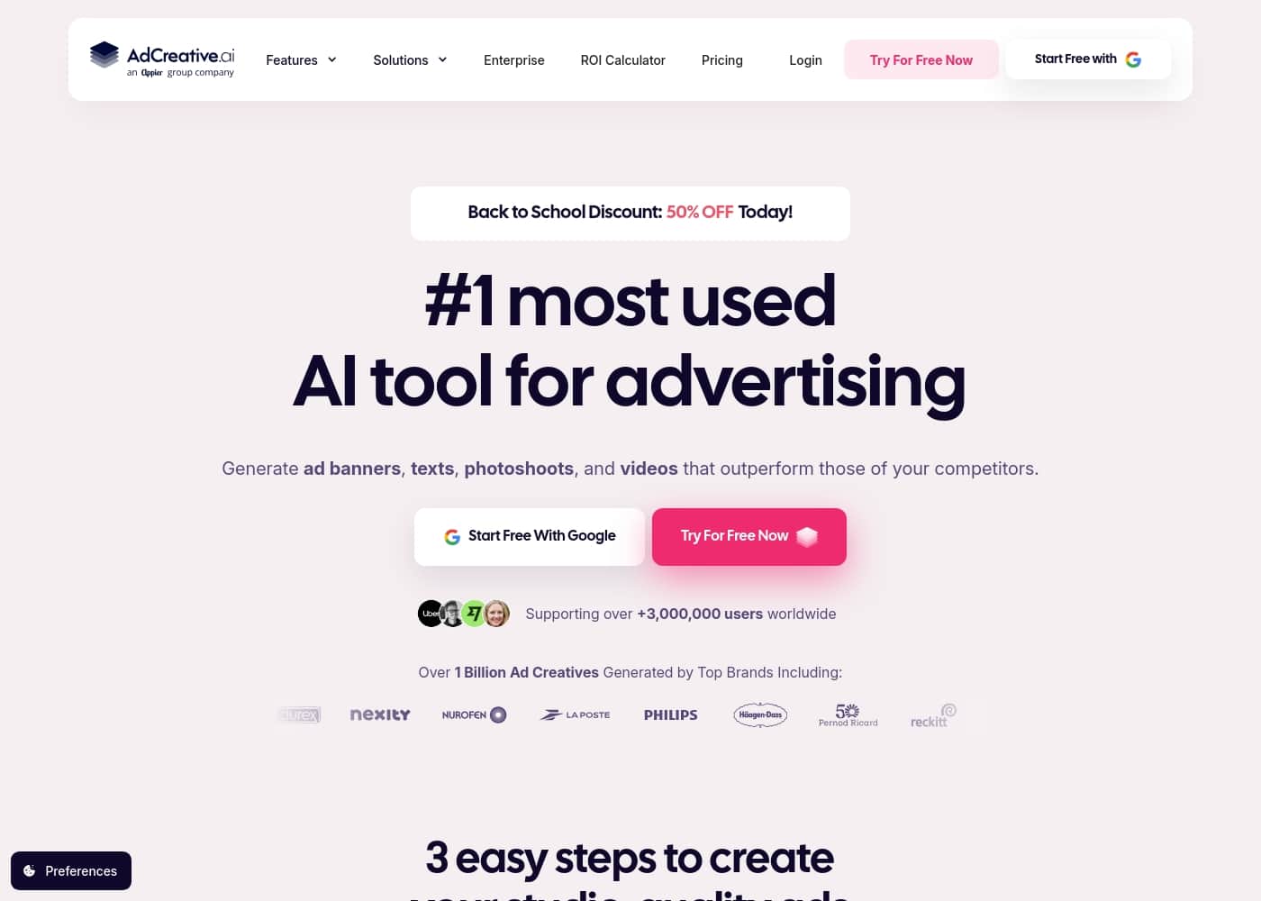AdCreative homepage screenshot