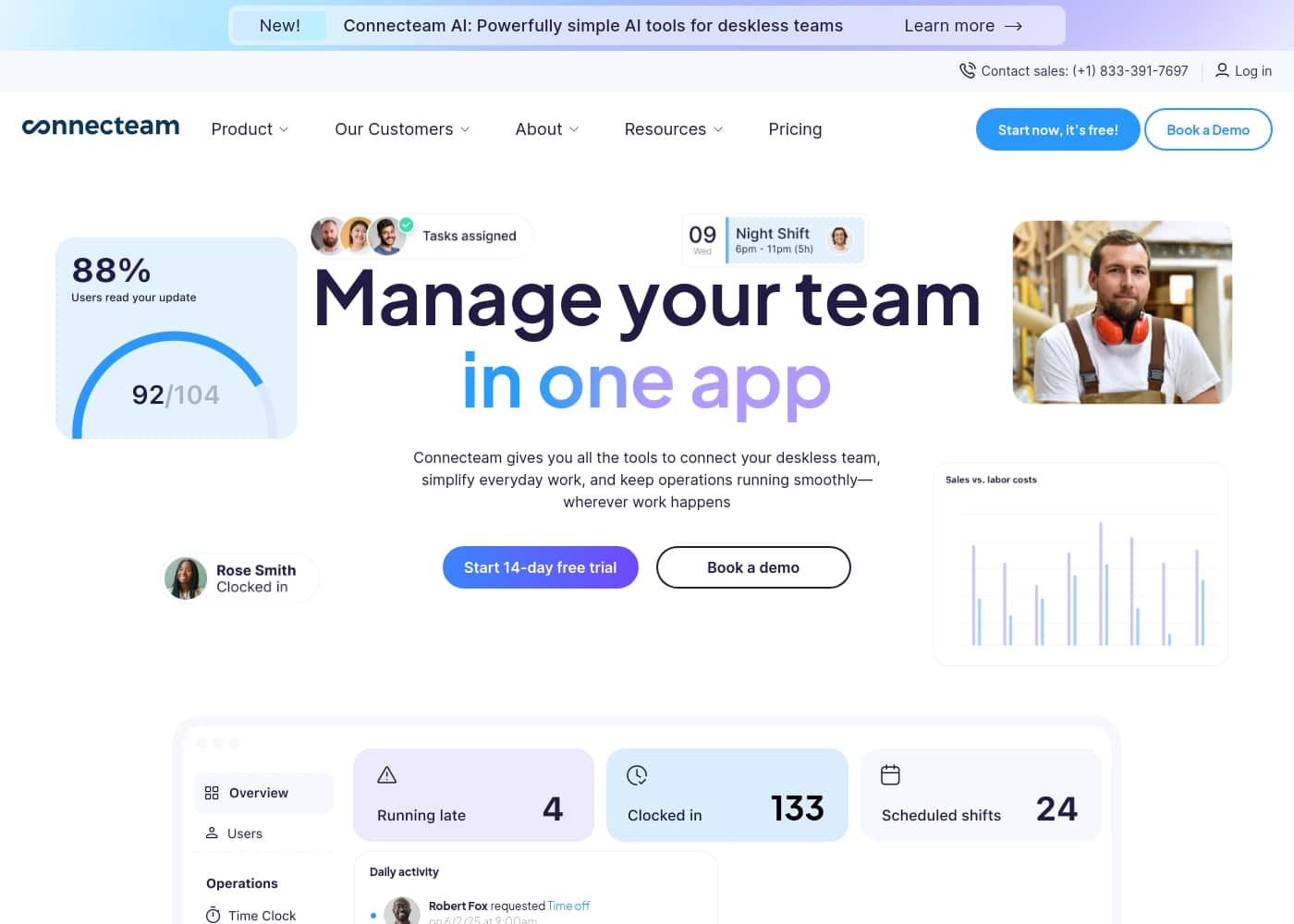 Connecteam homepage screenshot