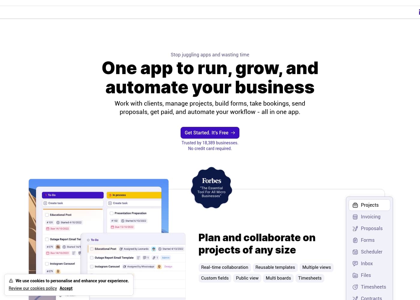 Plutio homepage screenshot