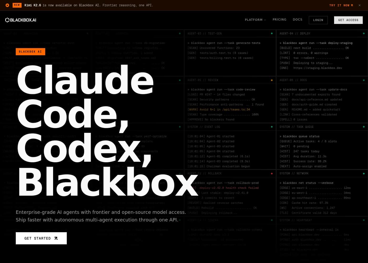 BLACKBOX AI homepage screenshot