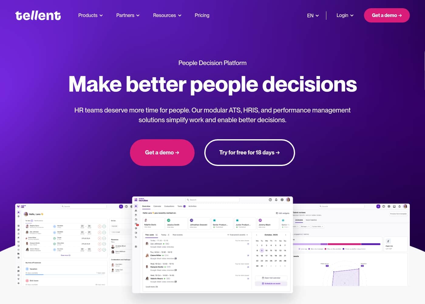 Tellent homepage screenshot