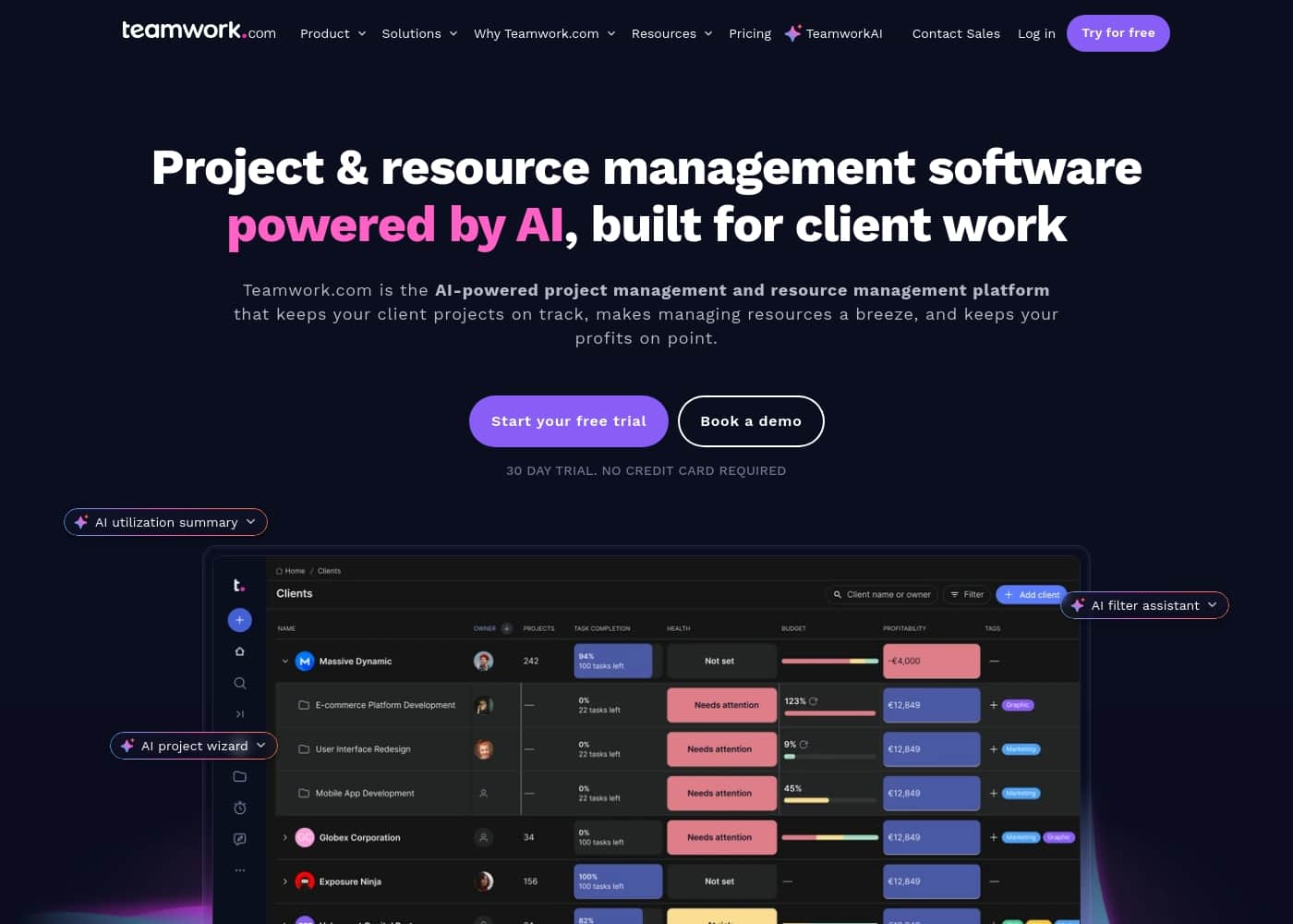 Teamwork homepage screenshot