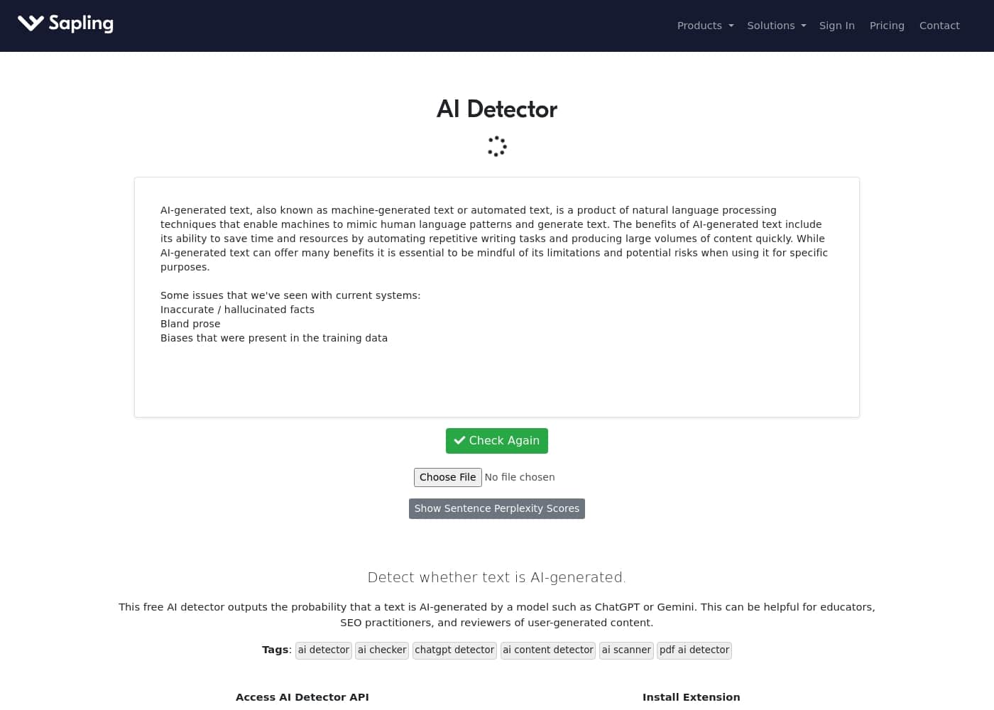 Sapling homepage screenshot