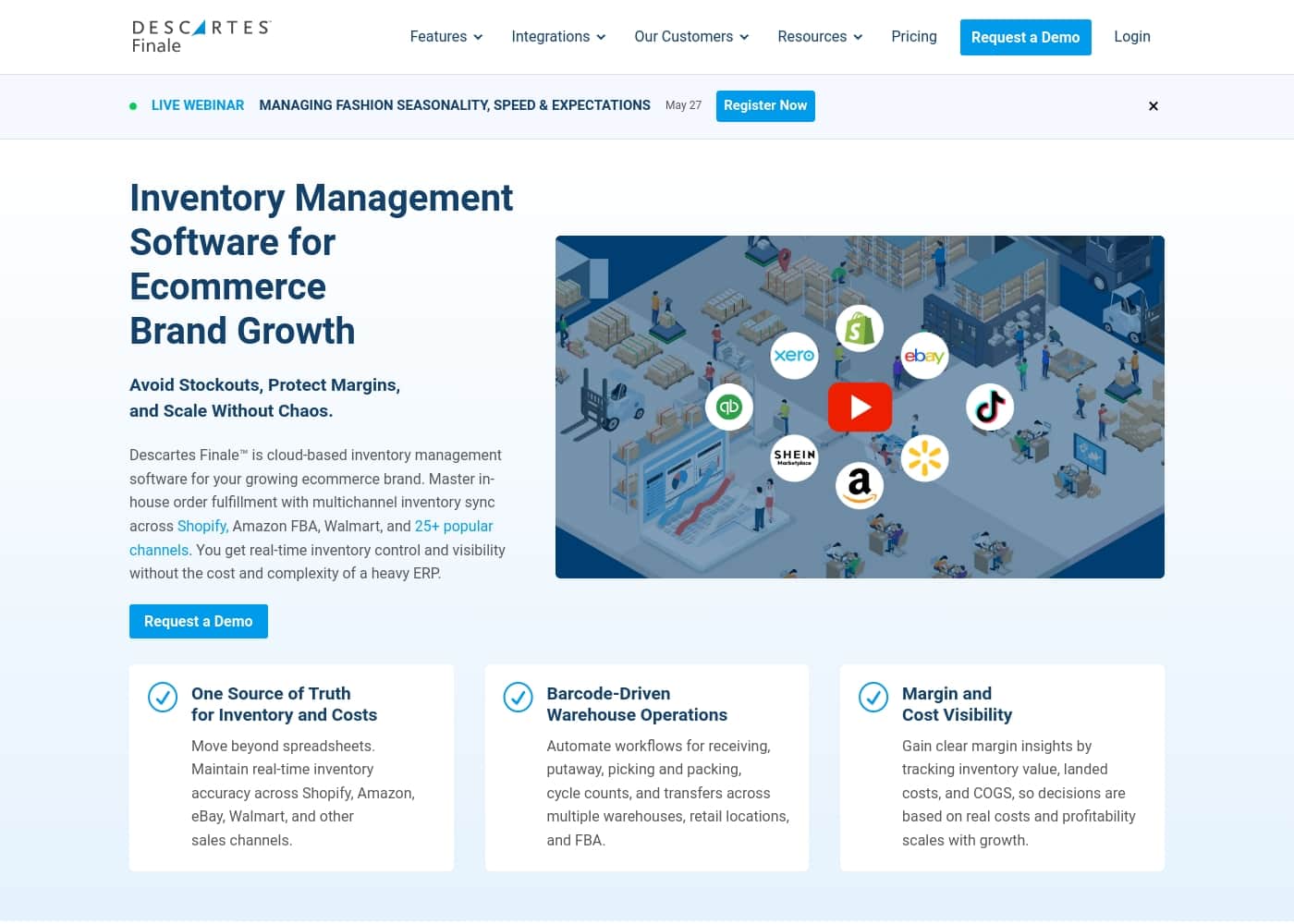 Finale Inventory homepage screenshot