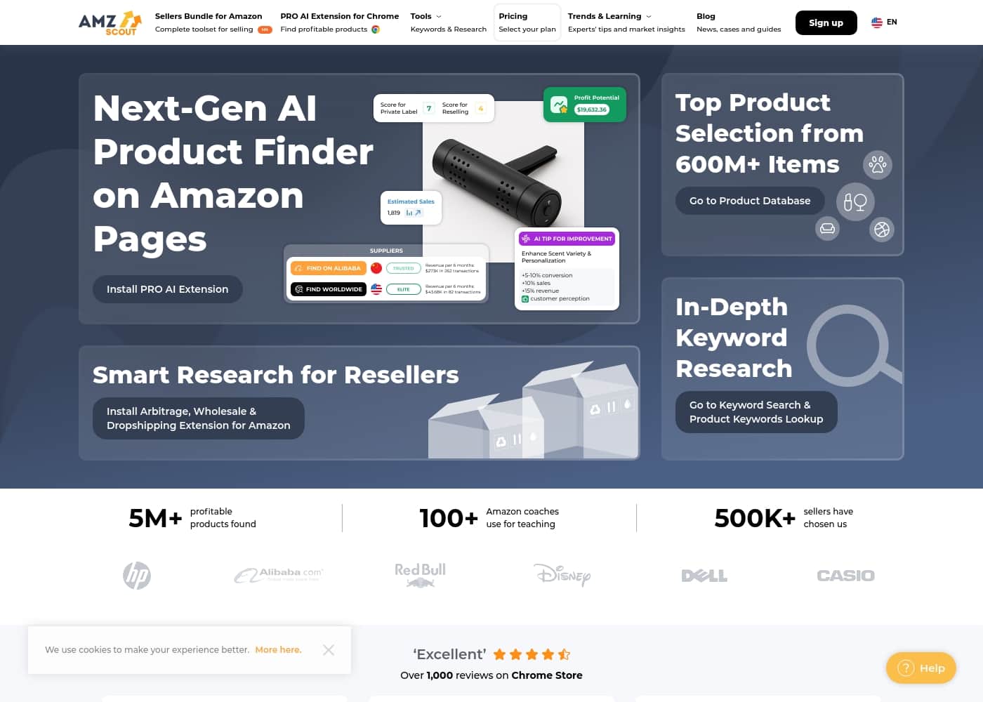 AMZScout homepage screenshot