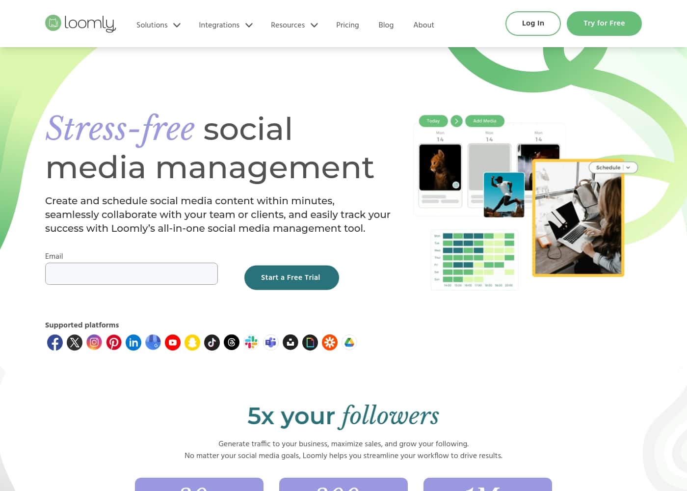 Loomly homepage screenshot