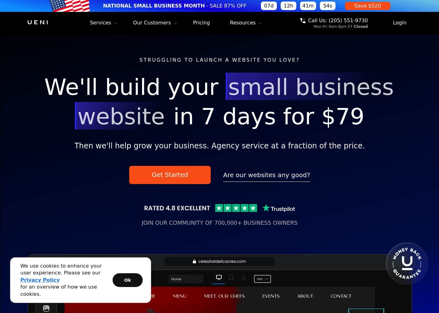 UENI.com homepage screenshot