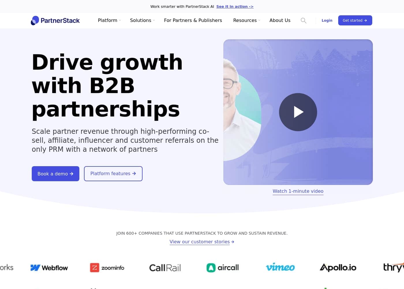 PartnerStack homepage screenshot