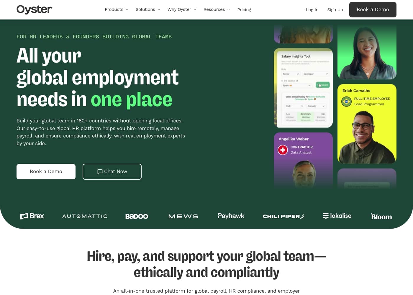 Oyster HR homepage screenshot