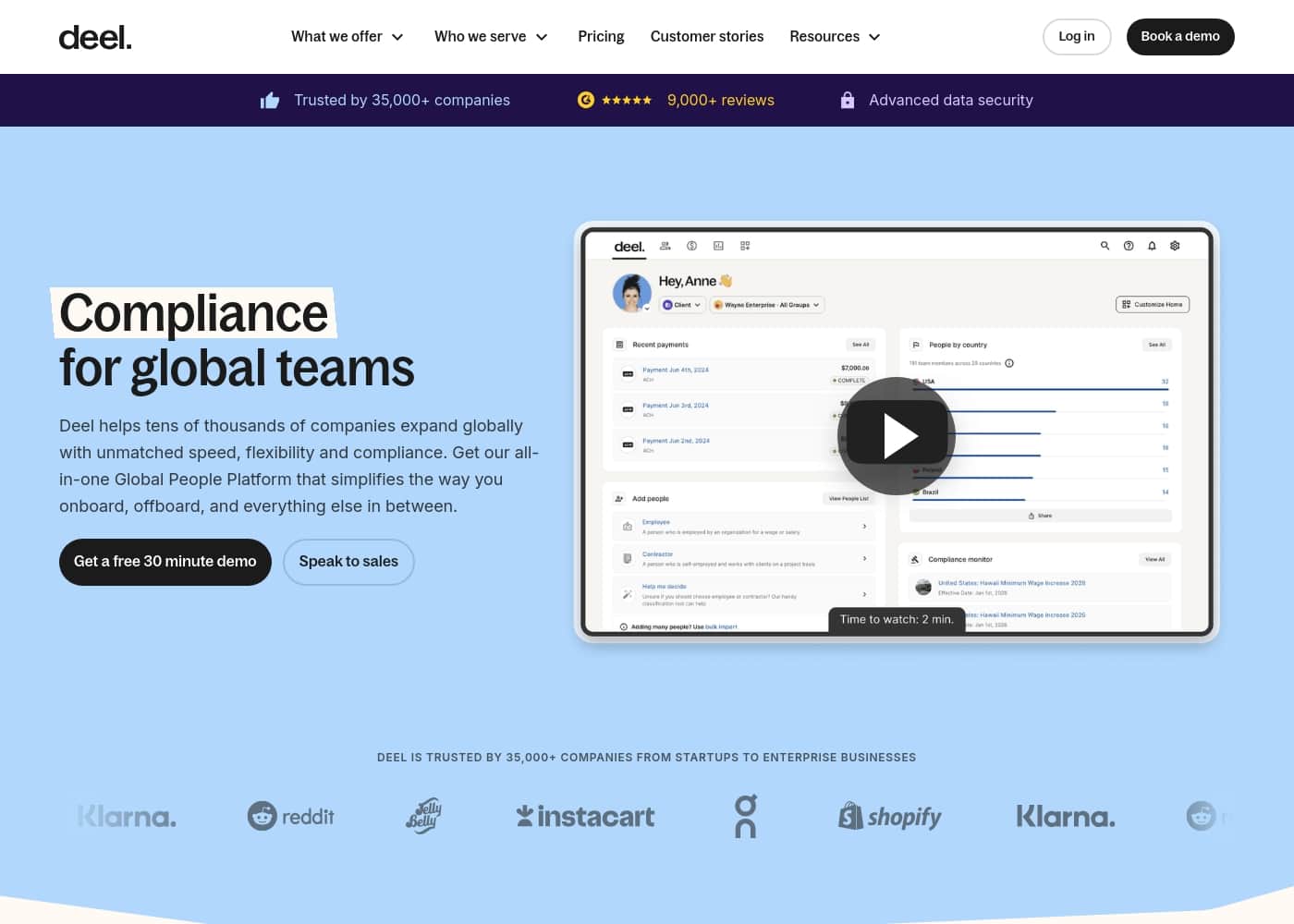 Deel homepage screenshot