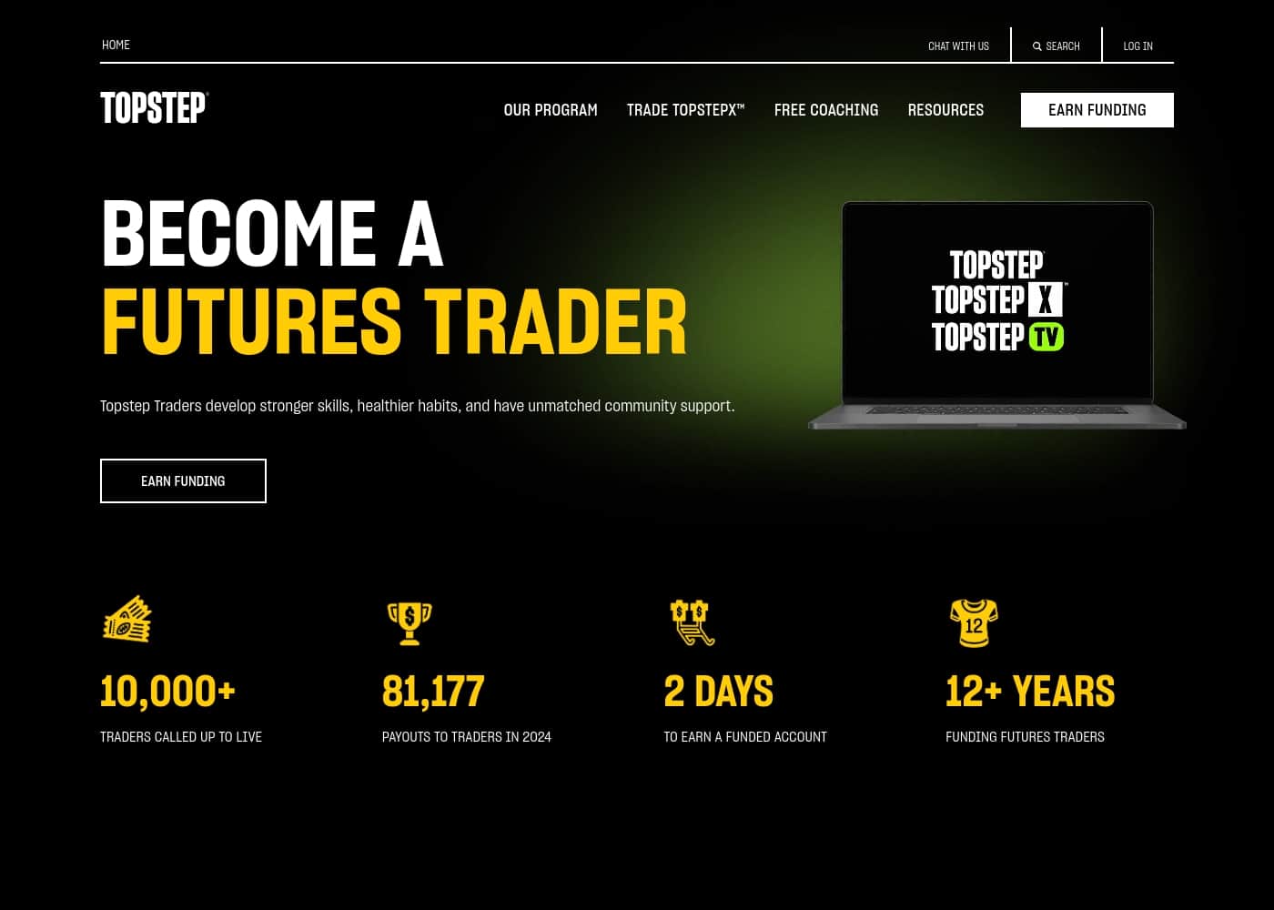 TopStep homepage screenshot