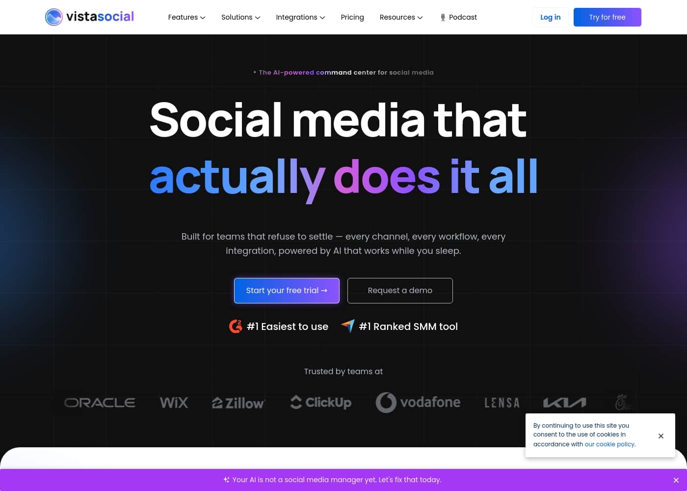 Vista Social homepage screenshot