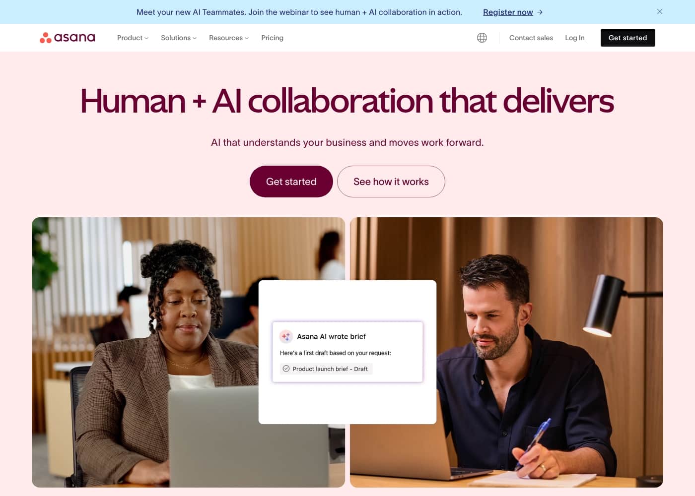 Asana homepage screenshot