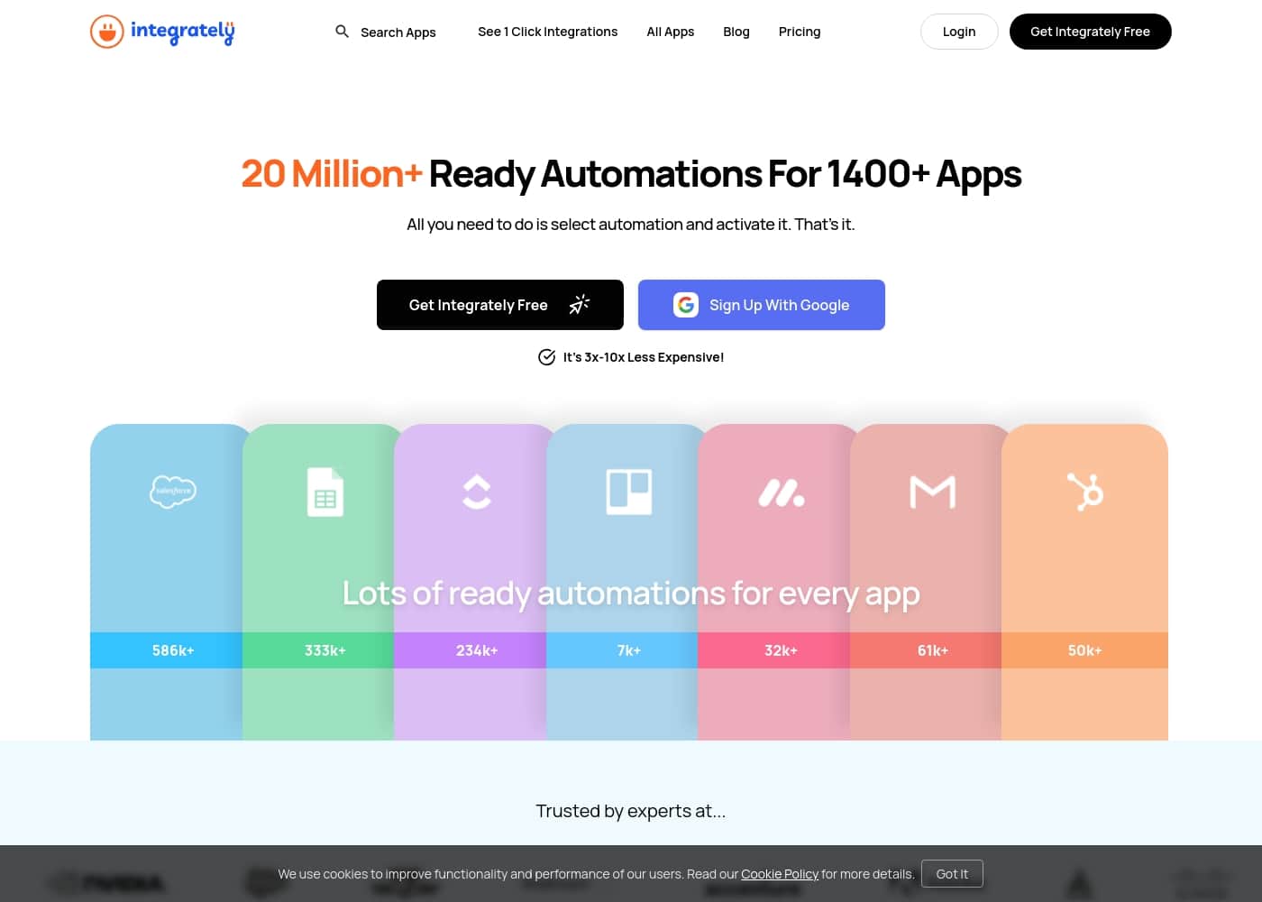 Integrately homepage screenshot