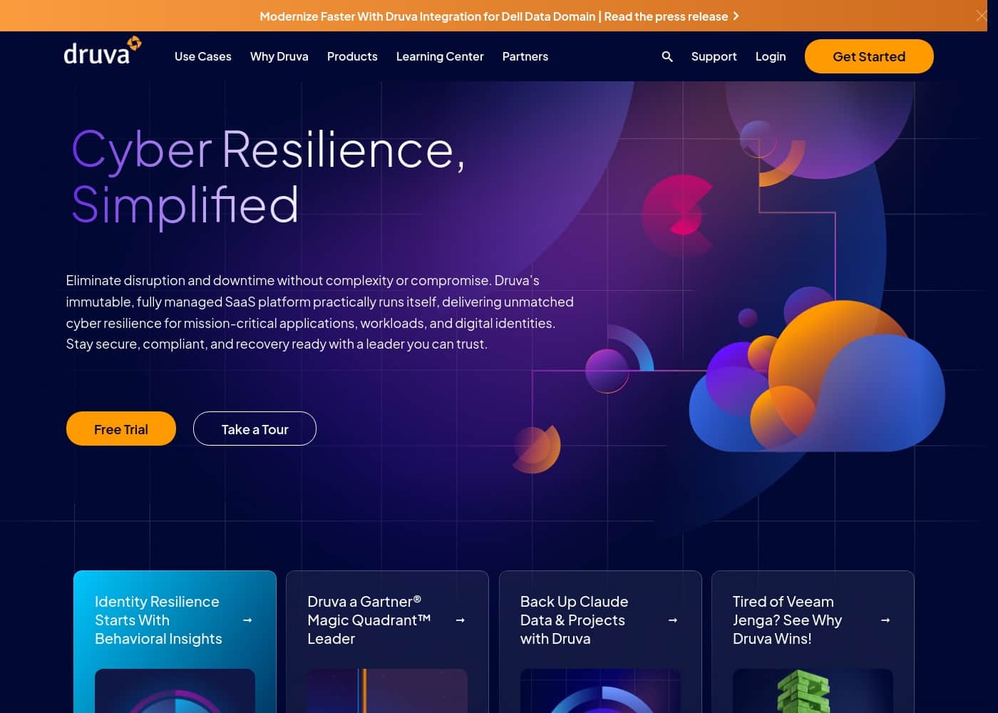 Druva homepage screenshot