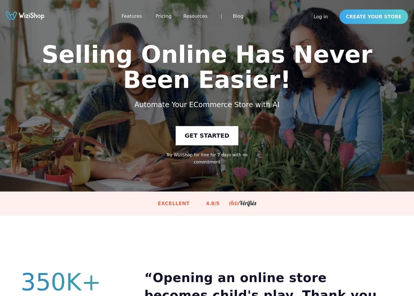 Wizishop homepage screenshot