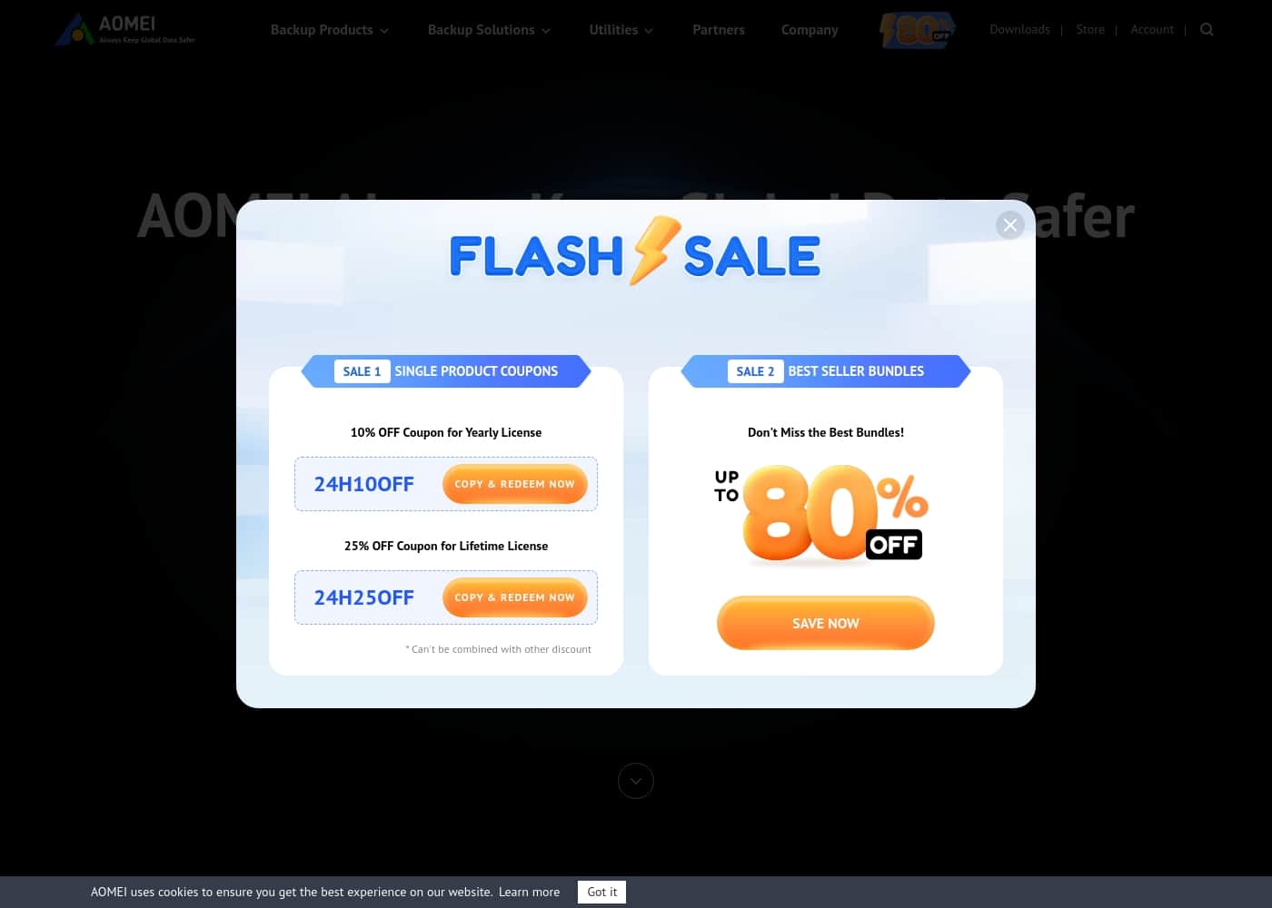 AOMEI homepage screenshot