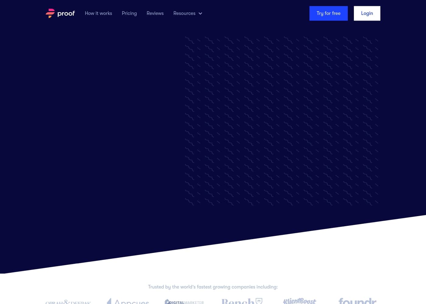 Proof homepage screenshot