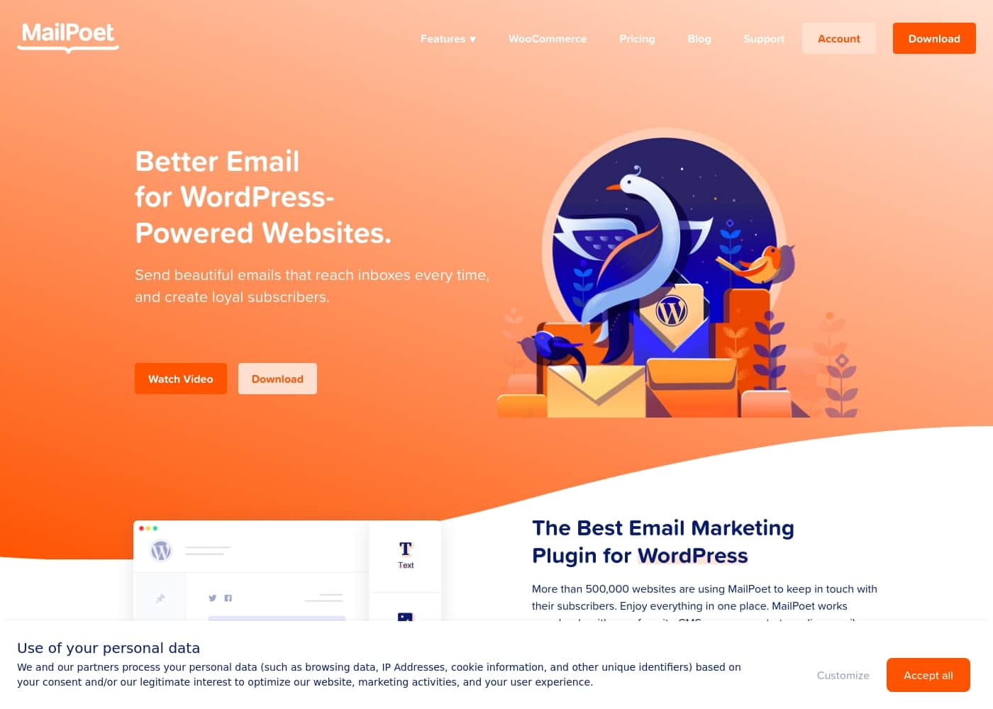 Mailpoet homepage screenshot