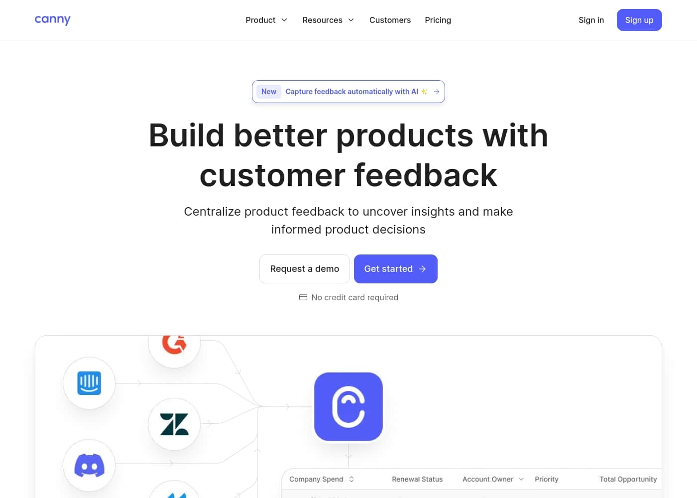 Canny homepage screenshot