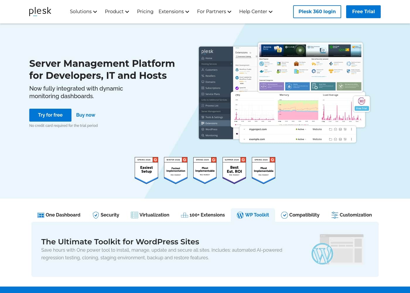 Plesk homepage screenshot