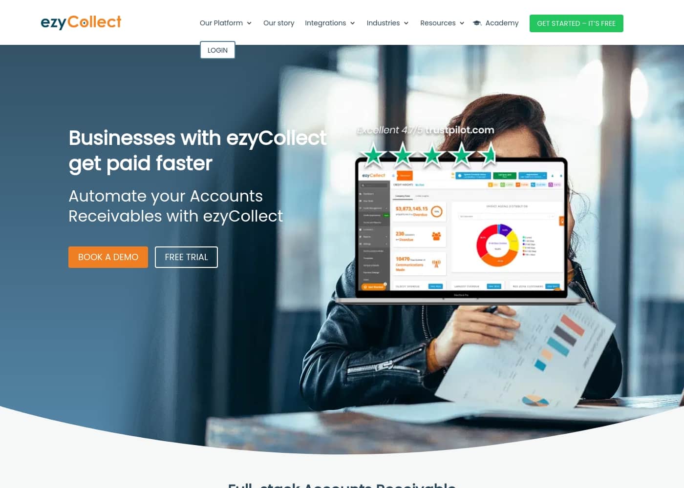 ezyCollect homepage screenshot