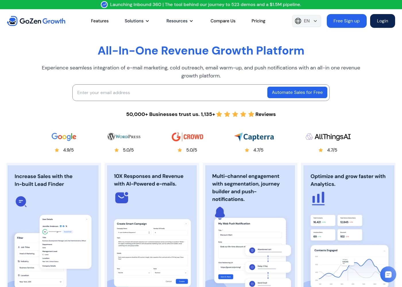 GoZen Growth homepage screenshot